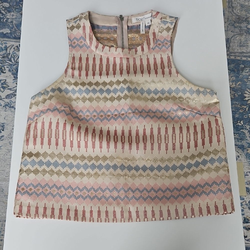 BCBGMaxAzria Multicolor Geometric Sleeveless Blouse